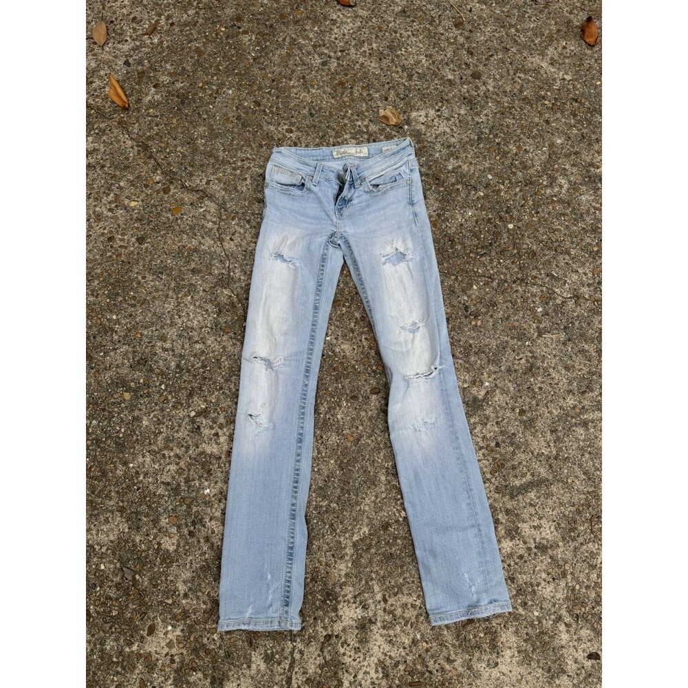BKE Stella Jeans Womens Mid Rise Slim Bootcut  Stretch Denim Distressed 25X31.5